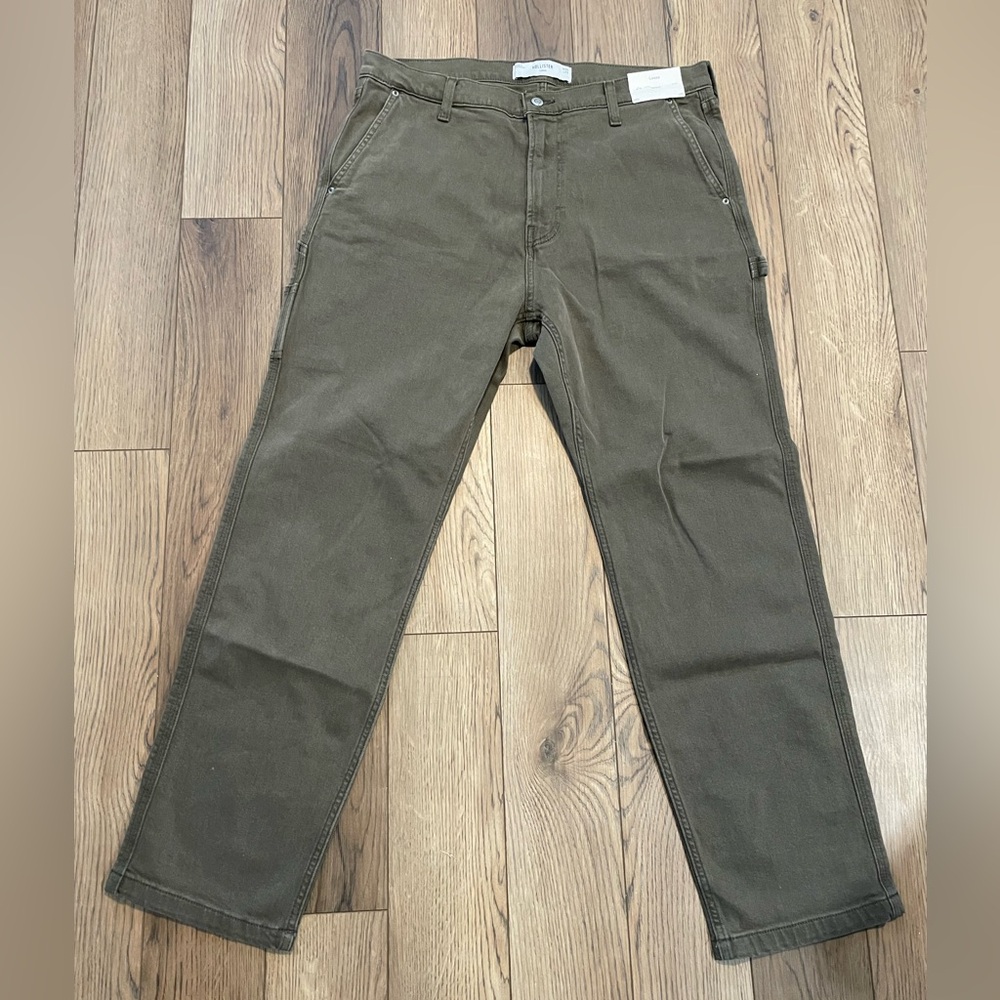 Hollister Men's Dark Olive Cargo Pants